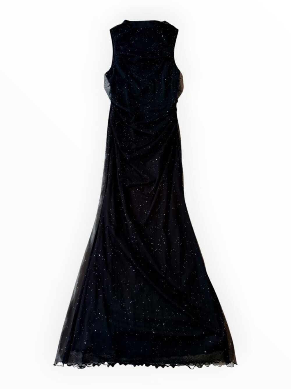 Black Glitter Celestial Stretch Mesh Maxi Dress Y2K Whimsigoth